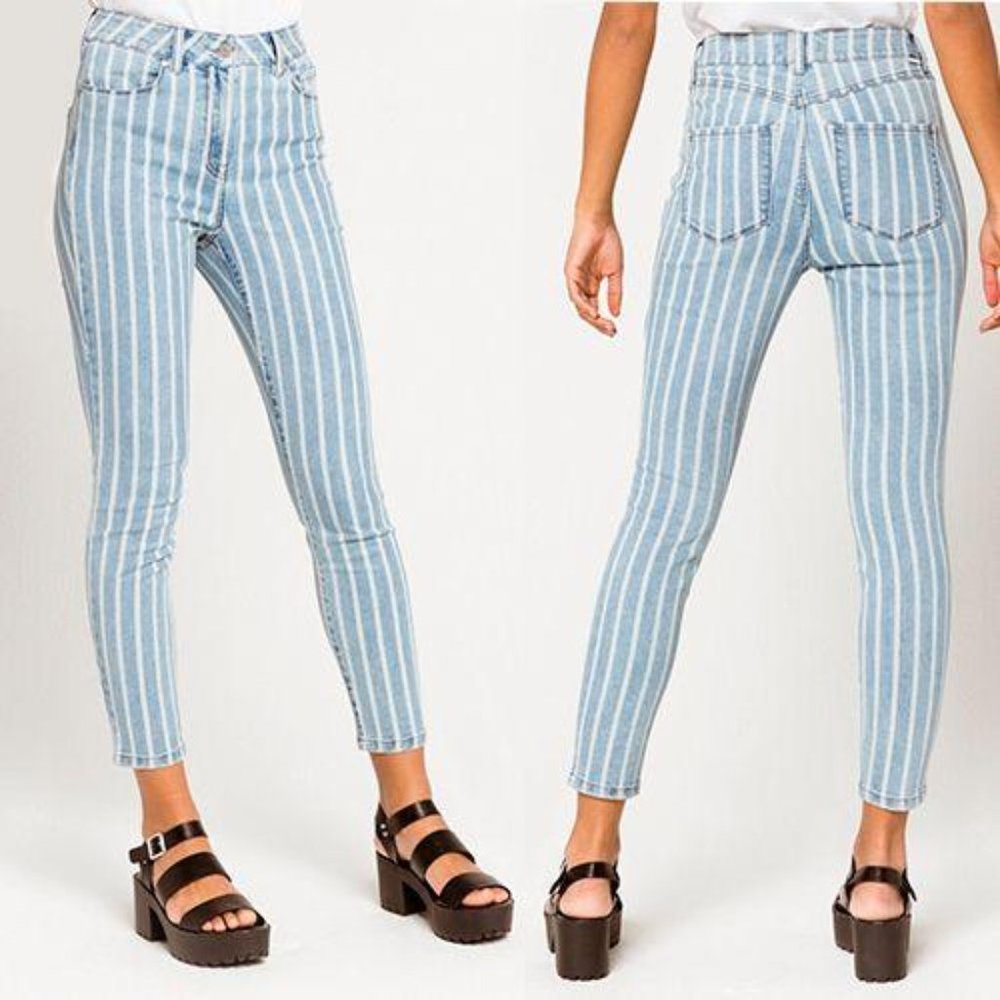 TILLYS 80's Faded Stripe Skinny Cropped Jean Size‎ 0